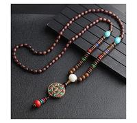 Sudemota Colliers Vintage Fait à la Main népal Collier Bouddhiste Mala Bois Perles Pendentif et Collier Ethnique Corne Poisson Longue déclaration Bijoux Femmes Hommes (Size : Style1)