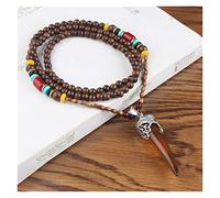 Sudemota Colliers Vintage Style Ethnique Lotus Corne de Boeuf Bois perlé Pierre pendentifs et Colliers déclaration népal Collier Femmes Hommes Bijoux (Size : Style5)