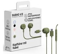 Sudio V3 Essential Écouteurs filaires avec câble, écouteurs intra-auriculaires avec connexion USB-C, tressés, design anti-casse de câble, microphone intégré, IPX4 résistant à l'eau (Vert)
