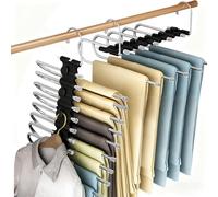 Sudnsadaks 2 Pcs Cintre Pantalon, 9 en 1 Cintres pour Pantalons Acier Inoxydable, Antidérapants Pliables Porte-Pantalons, Multifonctions Cintre Gain Place pour Écharpes, Jeans, Vêtements, Serviettes