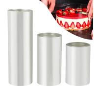 Sudnsadaks 3 Rouleaux Rhodoid Patisserie, Rodoide Transparent Patisserie 8cm/10cm/15cmx10m, Rhodoïde Feuille, Transparent Film Bordure Gâteau Réutilisable en Acétate pour Entourer Les Gâteaux