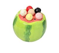 SUDOCA Ensemble de fourchettes à fruits pastèque avec 6 fourchettes à dessert en acier inoxydable joli porte-pioches à fruits pour présentation de collations de fête,A
