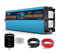 SUDOKEJI Convertisseur De Tension 12V à 230V à Onde Sinusoïdale Pure 4000W avec Télécommande, Affichage LED, 2 Prises UE Et 2 Ports USB pour Caravane, Bateau, Camping