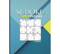 Sudoku 1000 puzzles: 5 Niveaux Facile, Moyen, dur, difficile et fou - pour adultes et enfants -1000 grilles et solutions