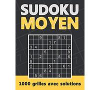Sudoku Moyen: Sudoku Adulte 1000 Grille. Sudokus intermediaire avec solution. Fabriqué en France.