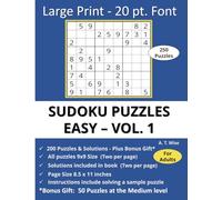 Sudoku Puzzles Easy - Vol. 1, Large Print - 20 Pt. Font
