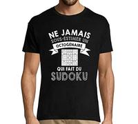 Sudoku | T-Shirt ne jamais sous-estimer Un Octogénaire | Collection Tee Shirt Passion Sport Activité Association pour Homme de 80 Ans et Plus XL