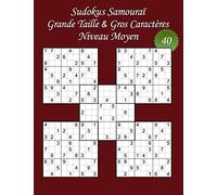 Sudokus Samouraï - Grande Taille & Gros Caractères - Niveau Moyen - N°40: 100 Sudokus Samouraï - Format A4 (8,5’ x 11’) - Grands Caractères (22 points) pour les Sudokus et les solutions