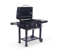 Sudoo Barbecue au charbon de bois portable sans fumée avec couvercle, thermomètre intégré et 2 roues pour jardin, pique-nique, fête, camping (style 1)