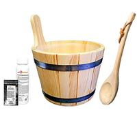 SudoreWell® Seau de sauna en bois de conifère 5 L- avec insert, louche, infusion de sauna