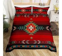SudOuest Native Design Parure de Lit 220x240cm SudOuestern Géométrique Housse de Couette Pour Ultra doux Tribu Sets de Housse de Couette Rouge Vert Parure Housse de Couette Chambre Décoration