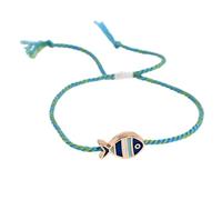 SueaLe Bracelets d'amitié tissés faits à la main, bracelet à breloques réglables en alliage pour accessoires quotidiens, breloques délicates en forme de poisson, bijoux de tous les jours, taille