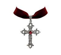 SueaLe Collier avec pendentif en forme de croix en alliage - Style rétro - En velours noir - Bijou gothique d'Halloween - Pour femme et fille, taille unique, Comme décrit, Comme décrit.