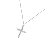 SueaLe Collier avec pendentif en forme de croix incrustée de zircones cubiques étincelantes - Accessoire pour un usage quotidien, un rendez-vous galant, un garçon, la foi, taille unique, Comme décrit
