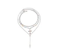 SueaLe Collier croisé avec chaîne à longueur réglable minimaliste pour tenues décontractées et fêtes, taille unique, Comme décrit, Comme décrit.