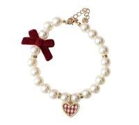 SueaLe Collier fait à la main avec nœuds et perles - Léger - Accessoire pour animal domestique