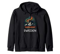 Suède Aurore Boréale Aurore Boréale Rétro Arctic Sky Love Sweat à Capuche