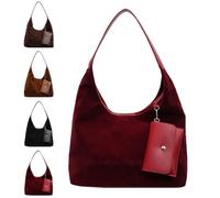 suede bags for women modavo suede bag, Premium Leather vintage tote work bags large Crossbody (Red,36x35x12cm)