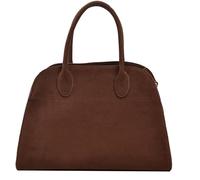 Suede Tote Bag for Women, Women's Faux Leather Tote Bag, Vintage Top Handle Bag Fashion Retro Shoulder Satchel Bag (Brown Suede Large)
