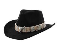Suedes Style Western Chapeau Fashion Party Dress Femmes Denim Mode pour Festival Costume Fêtes Outdoor Voyage Chapeau, Noir , Taille unique