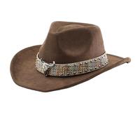 Suedes Style Western Chapeau Fashion Party Dress Femmes Denim Mode pour Festival Costume Fêtes Outdoor Voyage Chapeau, café, Taille unique