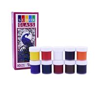 SÜDOR Glass Color SD322S Lot de 10 peintures de couleurs différentes, 15 ml chacune, pour verre, à base d'eau