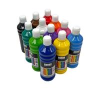 SÜDOR Lot de 12 peintures acryliques 500 ml - Peinture couvrante qualité supérieure pour bois, pierre, toile, carton à peindre, papier, tissu, cuir, métal, pouring x ml, Multicolore (12 couleurs)
