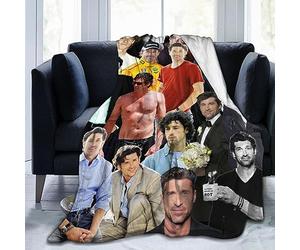 Suehome Patrick Dempsey Couverture polaire en laine douce et confortable pour canapé, bureau, voiture, camping, yoga, voyage, décoration d'intérieur, couverture de plage en peluche