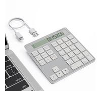 Suejezt Pavé numérique 2-en-1 Rechargeable avec Bluetooth et USB, 34 Touches avec écran Calculatrice, Fin et Portable pour PC/Mac/Tablet, Saisie Rapide et comptabilité