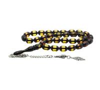 Sükrü Baba 33 Chapelet de prière islamique Tesbih fait à la main Faturan Misbaha Amber Prayerbeads Bakalite Tasbeeh Tasbih Turkish Kehribar Ambre naturel Ay Yildiz Türkiye Osmanli