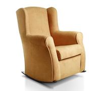 Sueños ZZZ Carla Fauteuil d’allaitement à bascule coloris wengé avec revêtement anti-taches Aqualine Pour chambre, salon ou chambre de bébé Jaune moutarde