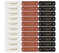 Sueooudh 60 PièCes éTiquettes en Cuir PU Faites à la Main Simili Cuir à sur des éTiquettes Accessoires en Tricot D'Embellissement avec des Trous pour L'Artisanat de Bricolage