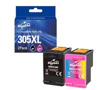 Sueprprint 305XL Cartouches d'encre à puce de rechange pour HP 305 XL pour DeskJet 2710 2720 2722 DeskJet Plus 4120 4120 4130 Envy 6010 6020 6020 Envy Pro 6420 6430 (1 Noir, 1 couleur)
