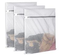 SUERIV Sac à linge extra large en maille nid d'abeille 125 g/m², durable et réutilisable, sac de rangement de voyage pour lingerie, vêtements, jeans, serviette de bain, chaussettes (3 moyens)