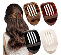 Suerteyay Hair Clips, Hailoyearn Hair Clips, Casual Versatile Solid Colour Lay Flat hair Clip, Duckbill Hairclips for Women, Volume Flat Top Round Clip for Thick or Thin Hairs (4 PCS - C)