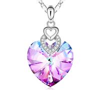 SUE'S SECRET 3 Coeurs Collier Cristaux Arc-en-ciel Pour Femmes Filles Pendentif Avec Boîte-cadeau élégante bijoux pendentif anniversaire fête des mères cadeaux d'anniversaire pour elle