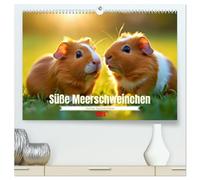 Süße Meerschweinchen (hochwertiger Premium Wandkalender 2026 DIN A2 quer), Kunstdruck in Hochglanz: Sie piepsen nicht viel, aber sagen trotzdem, ich hab dich lieb.