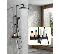 Süßren Colonne de Douche Nior,RéGlable En Hauteur,Pivotante à 360°,éQuipéE D'Une Pomme de Douche à Effet Pluie Et D'Une Tablette En Verre de 35 × 14 cm