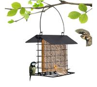 Suet Bird Feeder - Weather Guard Feeding Station for Outdoor Birds | Rust-Resistant Hanging Cage Design, Secure Suet Cake Holder, Ideal for Woodpeckers, Use in Backyard Garden, 12.5x13x15.5cm
