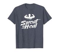 Sueur pour Guérir Haltérophilie Haltérophile T-Shirt, Homme, Bleu Chiné, 5XL