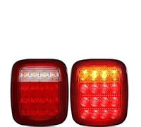 SUEVAS Feu Arrière Pour Jeep Pour Wrangler YJ TJ CJ 16 LED Feux Arrière Coquille Fumée Feu Arrière Frein Arrière Feu Arrière Clignotants Feux Remorque(Couleur:Red with Turn)