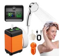 Suewidfay Douche Camping Portable,7600mah Douche Portative Rechargeable avec éCran Intelligent, Douche De Camping pour 180 Min pour Les Voyages, Le Jardinage, Le Lavage De Voiture, Le Bain d'animaux