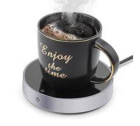 Suewow Chauffe-café, Chauffe-Tasses, Chauffe-Tasses de Table, Chauffe-Boissons électrique avec 3 réglages de température, avec Protection Auto on/Off et Auto Power Off. (Argent)