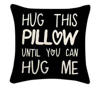 Sufamb Housse de Coussin décorative Hug This Pillow Until You Can Hug Me - 45,7 x 45,7 cm - Cadeau d'anniversaire pour Petit ami, Petite Amie, Cadeau de Relations Longue Distance, Cadeau de