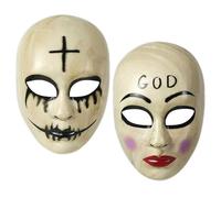 SUFANG Halloween Masque Horreur, 2 Pièces The Purge Anarchy God Adult Injection Mask, The Anarchy Masque, pour Halloween, Carnaval, Mascarade, Cosplay, Hommes et Femmes unisexe