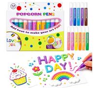 SUFANG Lot de 12 stylos à pop-corn 3D magiques pour cartes de vœux, scrapbooking, peinture DIY et projets d'art créatifs sur différentes surfaces