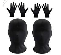 SUFANG Masque Intégral pour Halloween, Lot de 6 masques noirs Sans Visage et Gants, Masques Complets Élastiques Unisexe pour Cosplay, fête d'Halloween