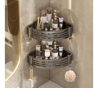 Sufdari Lot de 2 étagères de douche d'angle sans perçage, étanches et inoxydables, pour salle de bain, shampoing, gel douche et cuisine