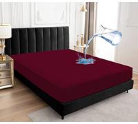 Sufdari Protège Matelas imperméable 150x200cm, Premium Respirant Housse Matelas, Protège Matelas Bruit Housses, Imperméable Drap Housse (Bordeaux)