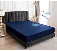 Sufdari Protège Matelas imperméable 200x200cm, Premium Respirant Housse Matelas, Protège Matelas Bruit Housses, Imperméable Drap Housse (Bleu Marine)